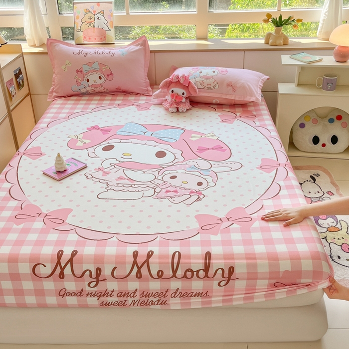 91家纺网 家纺一手货源 找家纺 博雅 2025春夏新款三丽欧大版全棉纯棉单品床笠床笠单件单床笠 全棉大版-玩偶美乐蒂