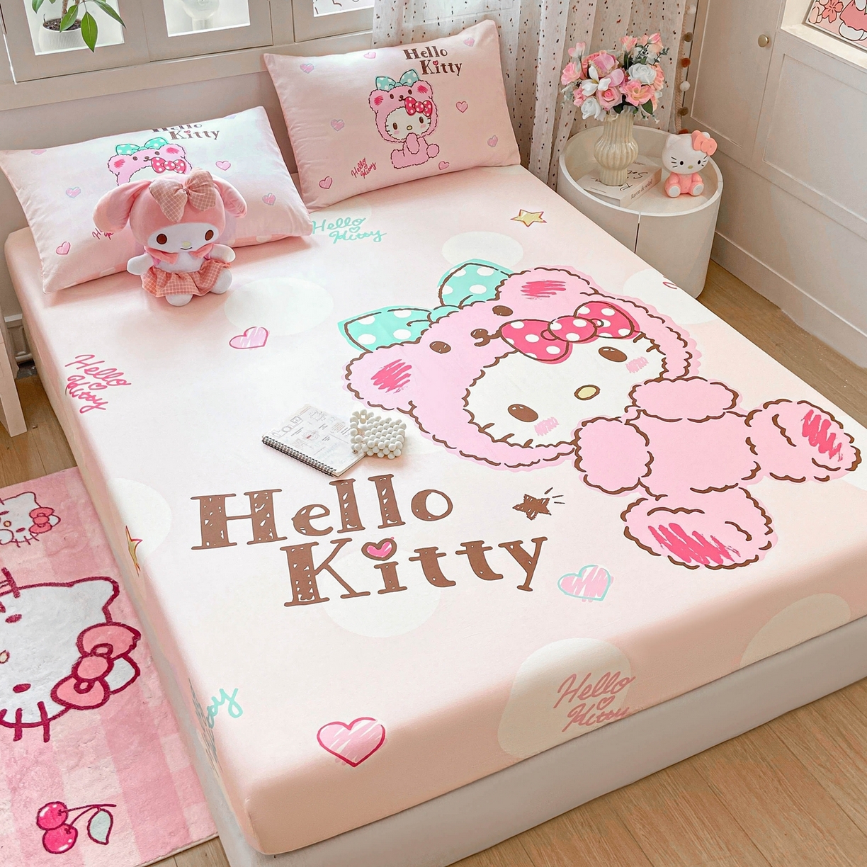 91家纺网 家纺一手货源 找家纺 博雅 2025春夏新款三丽欧大版全棉纯棉单品床笠床笠单件单床笠 全棉大版-玩具熊KT