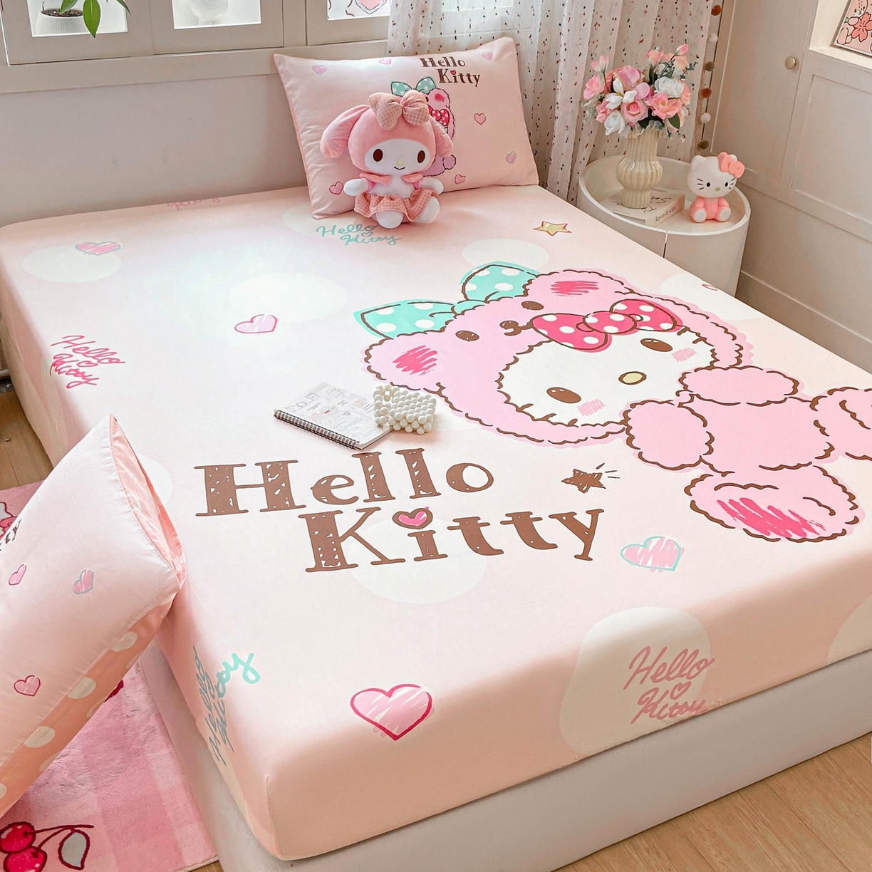 91家纺网 家纺一手货源 找家纺 博雅 2025春夏新款三丽欧大版全棉纯棉单品床笠床笠单件单床笠 全棉大版-玩具熊KT