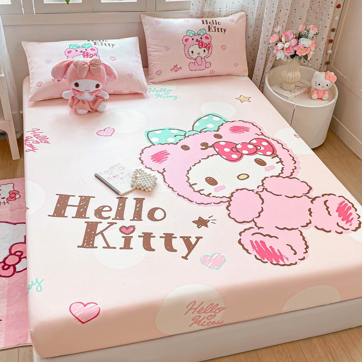 91家纺网 家纺一手货源 找家纺 博雅 2025春夏新款三丽欧大版全棉纯棉单品床笠床笠单件单床笠 全棉大版-玩具熊KT