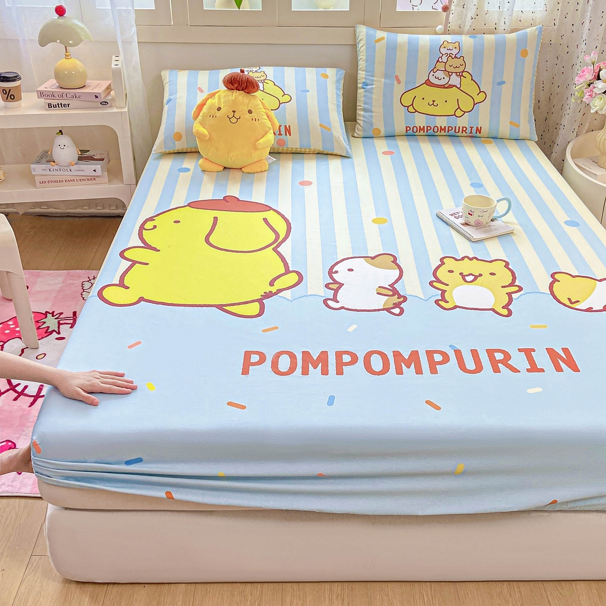 91家纺网 家纺一手货源 找家纺 博雅 2025春夏新款三丽欧大版全棉纯棉单品床笠床笠单件单床笠 全棉大版-小彩带布丁狗