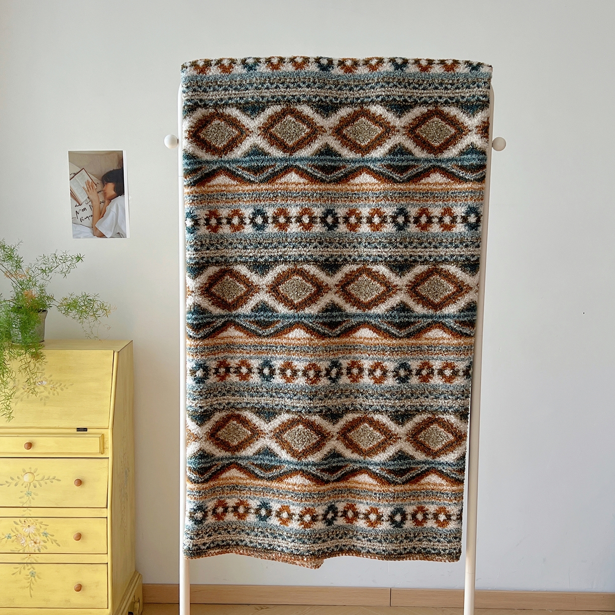 91家纺网 家纺一手货源 找家纺 舒隅家纺 A类高级感半边绒三角针毛毯毯子 波西米亚-绿