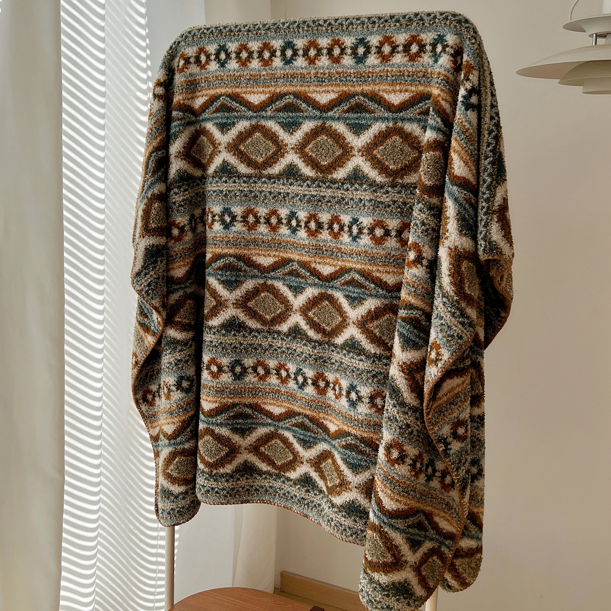 91家纺网 家纺一手货源 找家纺 舒隅家纺 A类高级感半边绒三角针毛毯毯子 波西米亚-绿