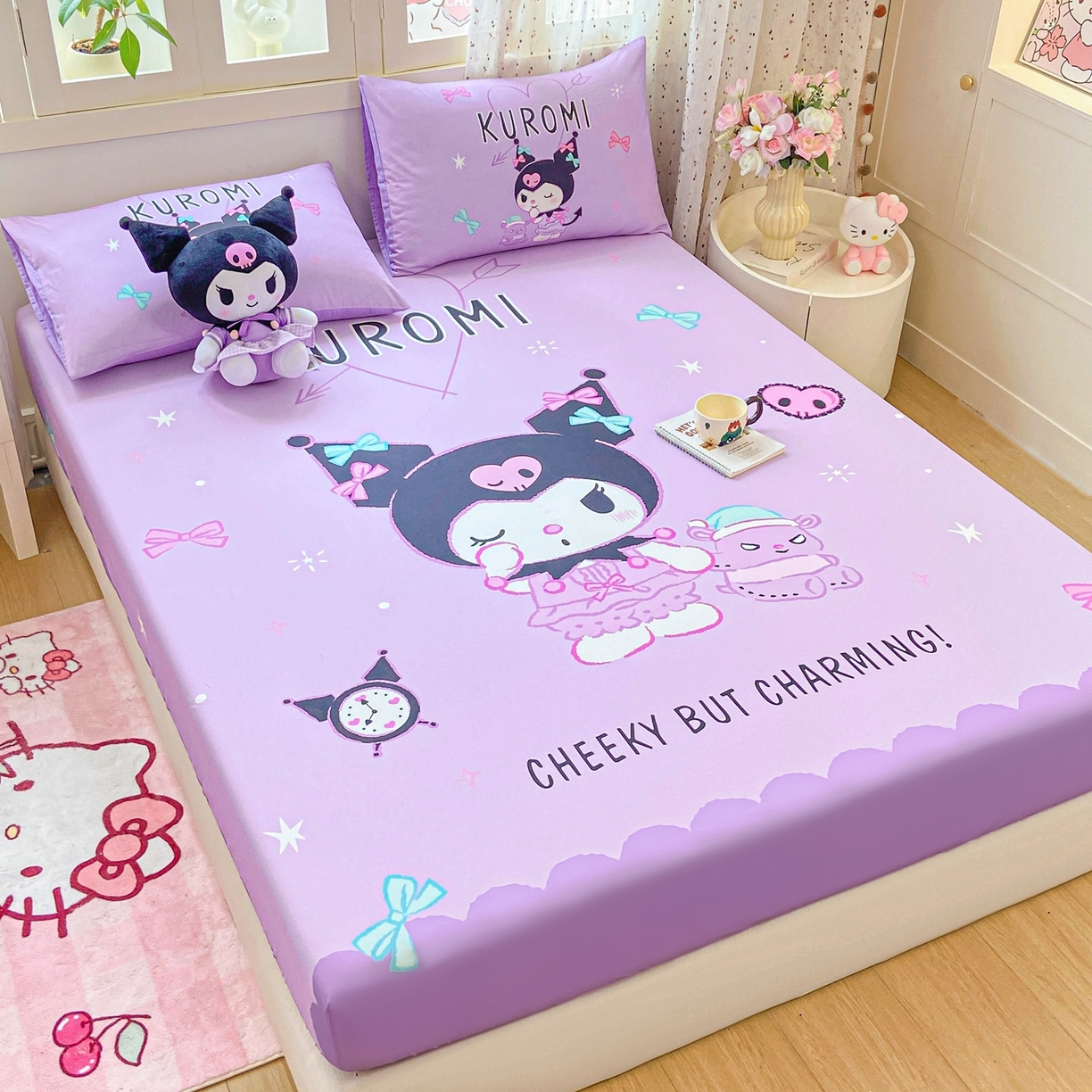 91家纺网 家纺一手货源 找家纺 博雅 2025春夏新款三丽欧大版全棉纯棉单品床笠床笠单件单床笠 全棉大版-小恶魔库洛米