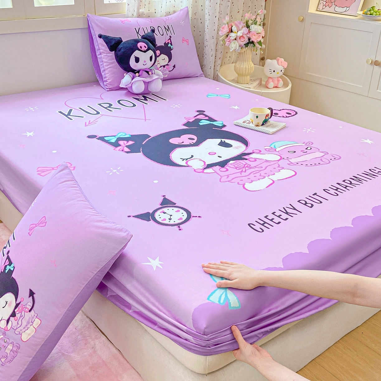 91家纺网 家纺一手货源 找家纺 博雅 2025春夏新款三丽欧大版全棉纯棉单品床笠床笠单件单床笠 全棉大版-小恶魔库洛米