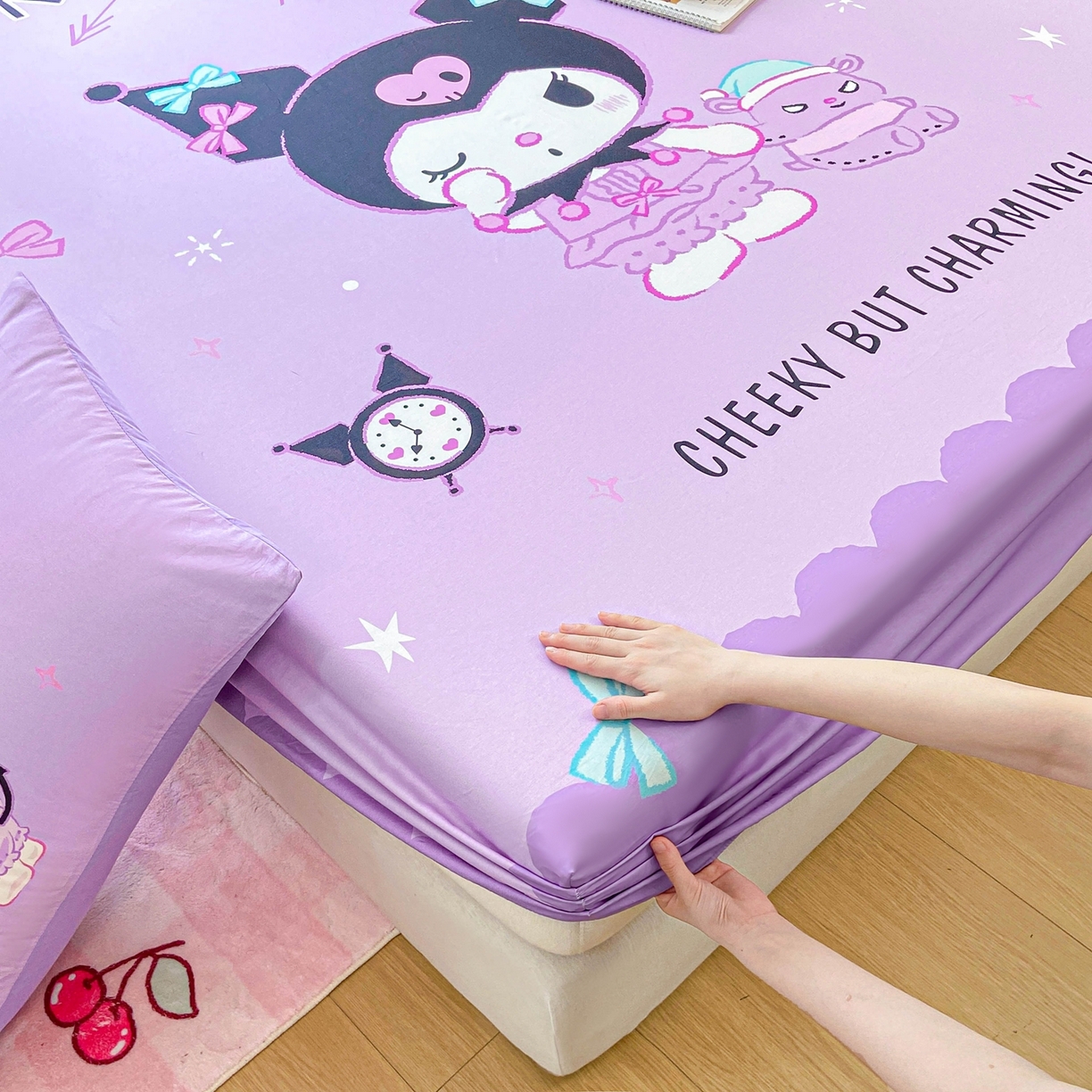 91家纺网 家纺一手货源 找家纺 博雅 2025春夏新款三丽欧大版全棉纯棉单品床笠床笠单件单床笠 全棉大版-小恶魔库洛米