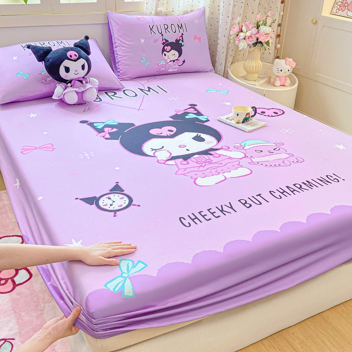 91家纺网 家纺一手货源 找家纺 博雅 2025春夏新款三丽欧大版全棉纯棉单品床笠床笠单件单床笠 全棉大版-小恶魔库洛米