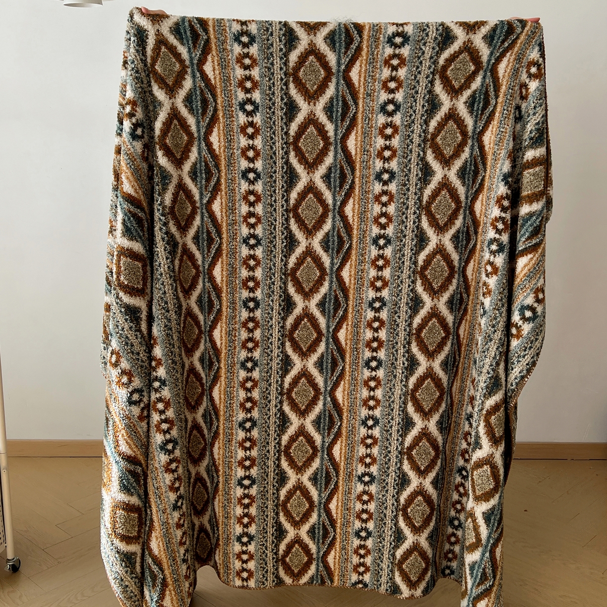 91家纺网 家纺一手货源 找家纺 舒隅家纺 A类高级感半边绒三角针毛毯毯子 波西米亚-绿