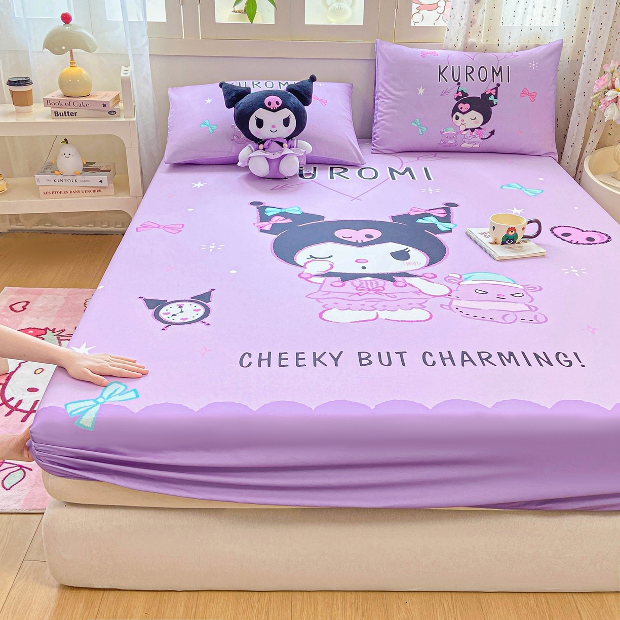 91家纺网 家纺一手货源 找家纺 博雅 2025春夏新款三丽欧大版全棉纯棉单品床笠床笠单件单床笠 全棉大版-小恶魔库洛米