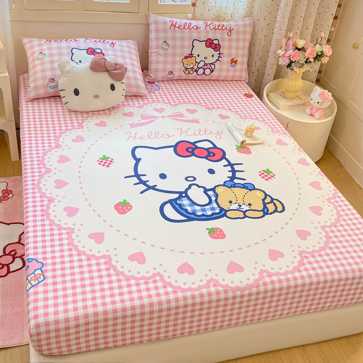 91家纺网 家纺一手货源 找家纺 博雅 2025春夏新款三丽欧大版全棉纯棉单品床笠床笠单件单床笠 全棉大版-小熊饼干KT