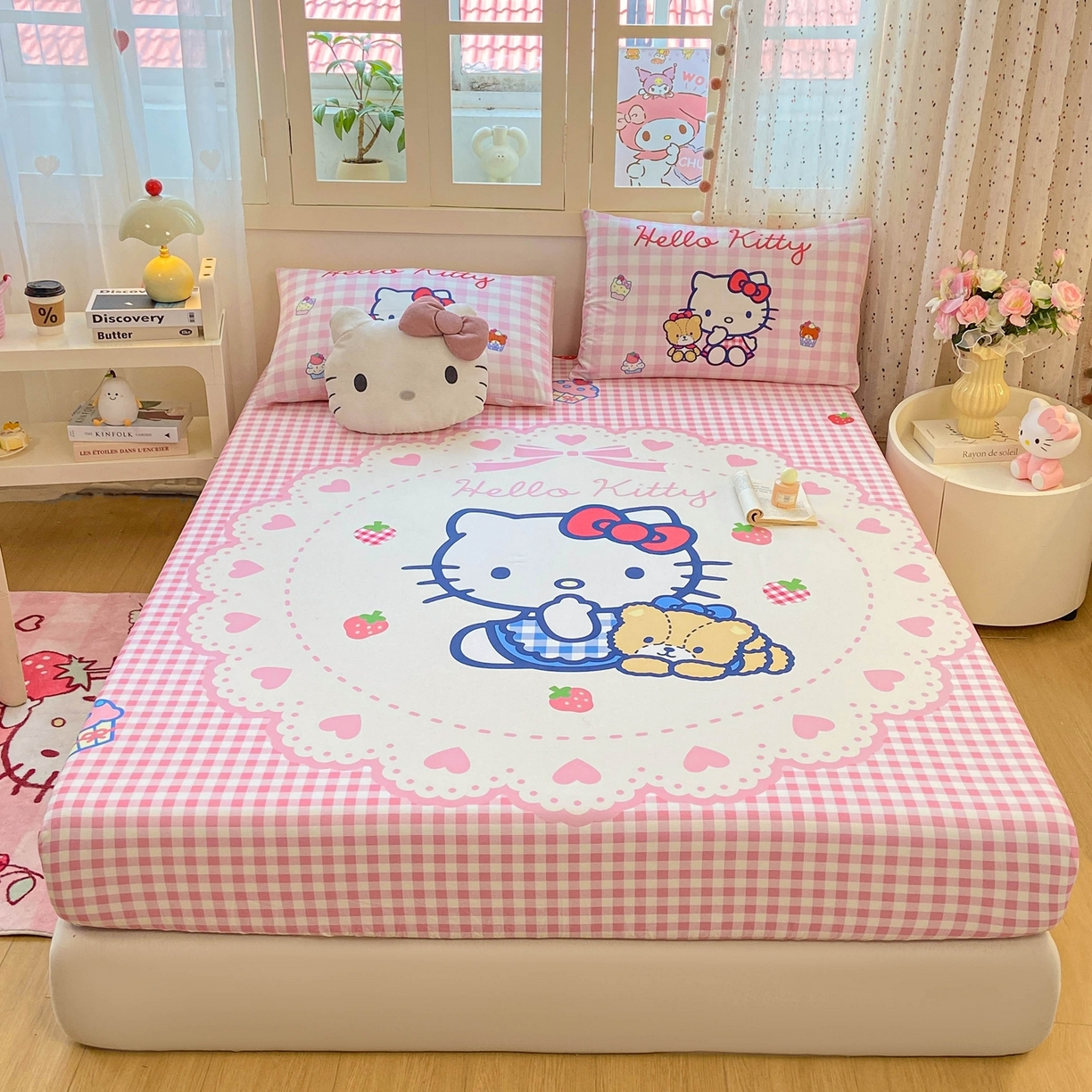 91家纺网 家纺一手货源 找家纺 博雅 2025春夏新款三丽欧大版全棉纯棉单品床笠床笠单件单床笠 全棉大版-小熊饼干KT