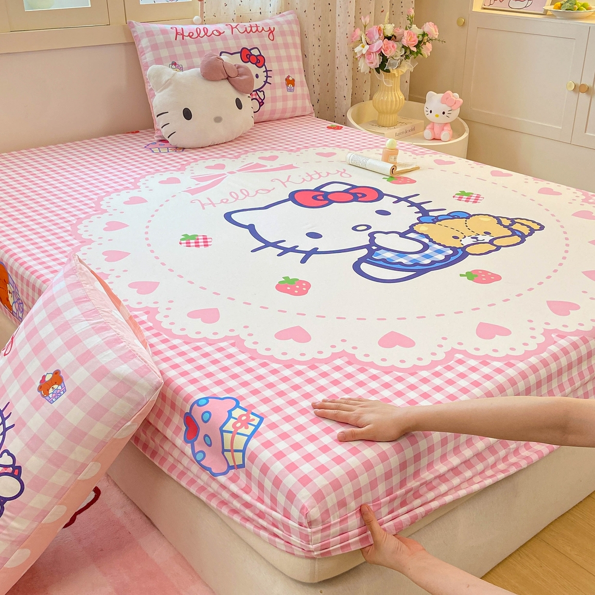 91家纺网 家纺一手货源 找家纺 博雅 2025春夏新款三丽欧大版全棉纯棉单品床笠床笠单件单床笠 全棉大版-小熊饼干KT