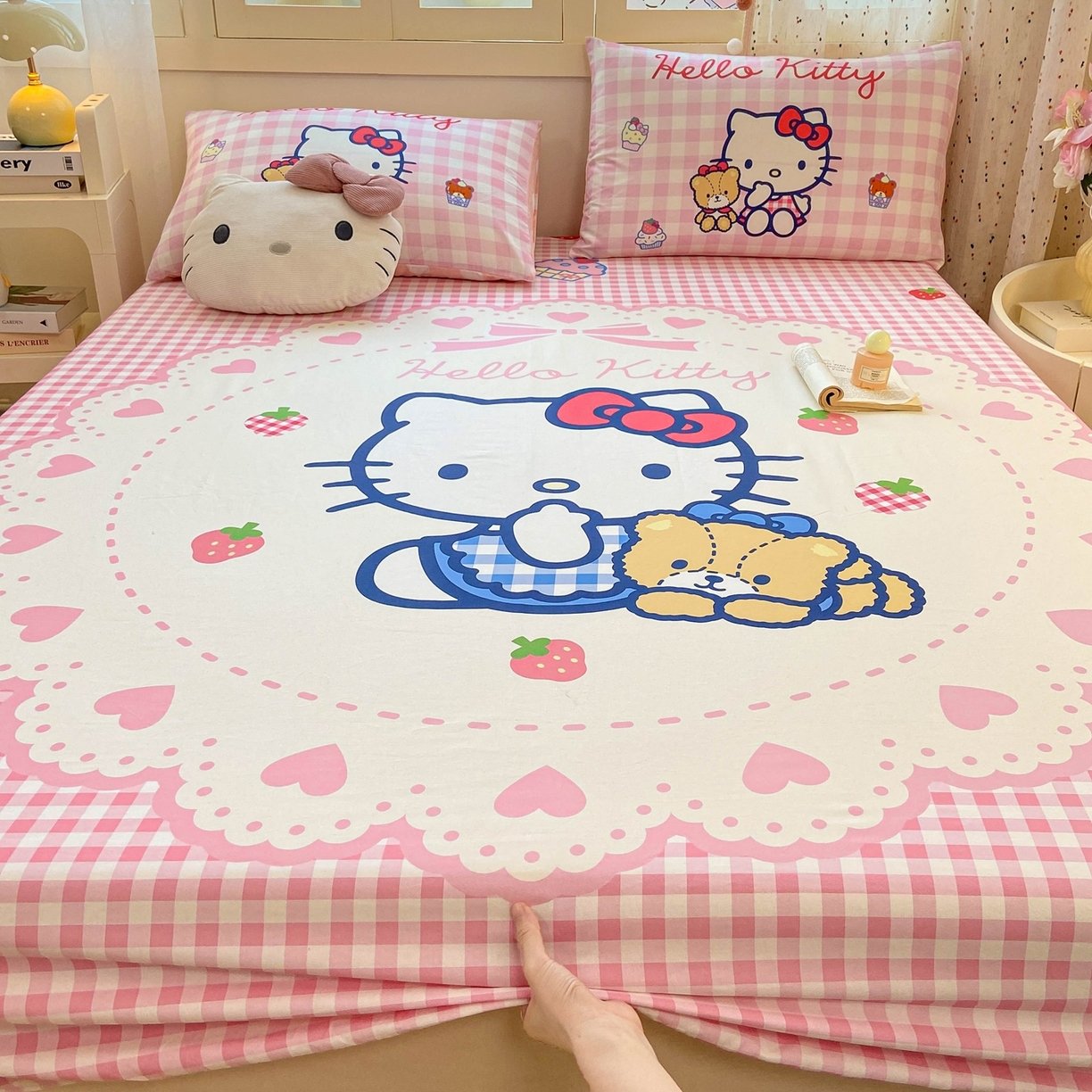 91家纺网 家纺一手货源 找家纺 博雅 2025春夏新款三丽欧大版全棉纯棉单品床笠床笠单件单床笠 全棉大版-小熊饼干KT