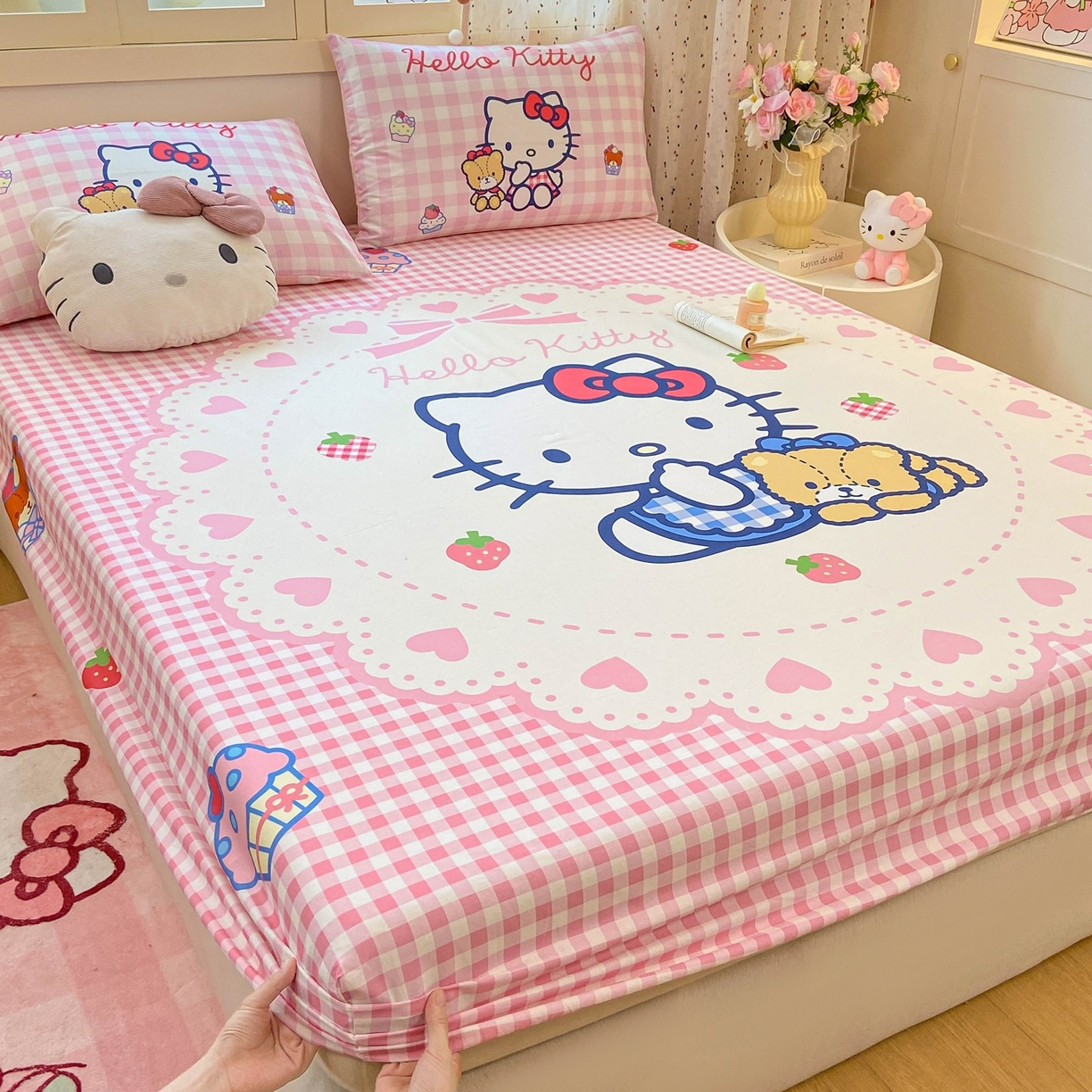 91家纺网 家纺一手货源 找家纺 博雅 2025春夏新款三丽欧大版全棉纯棉单品床笠床笠单件单床笠 全棉大版-小熊饼干KT