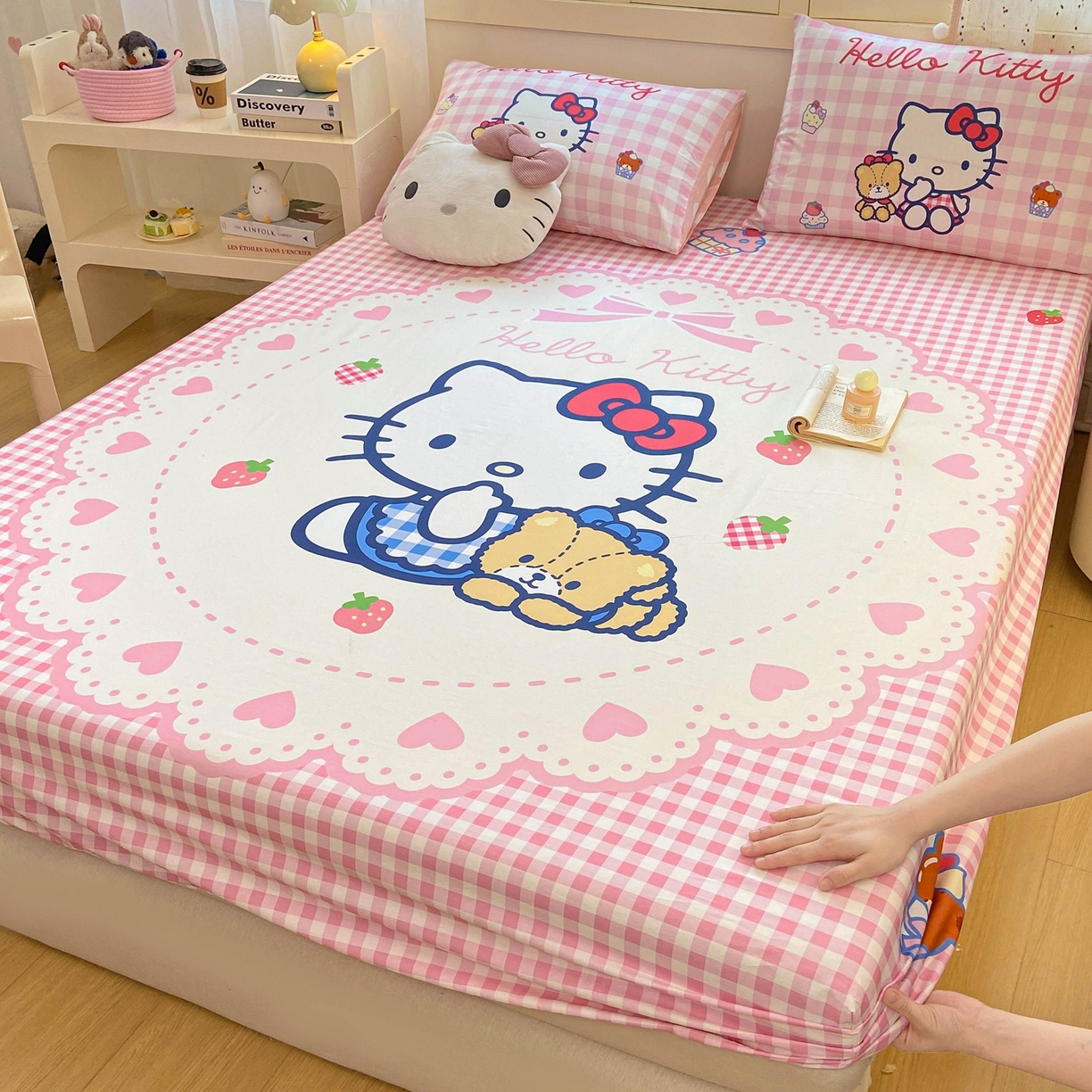 91家纺网 家纺一手货源 找家纺 博雅 2025春夏新款三丽欧大版全棉纯棉单品床笠床笠单件单床笠 全棉大版-小熊饼干KT