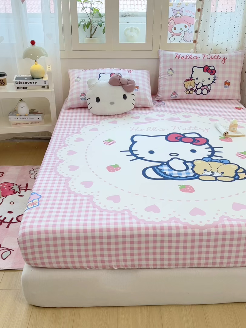 91家纺网 家纺一手货源 找家纺 博雅 2025春夏新款三丽欧大版全棉纯棉单品床笠床笠单件单床笠 全棉大版-小熊饼干KT