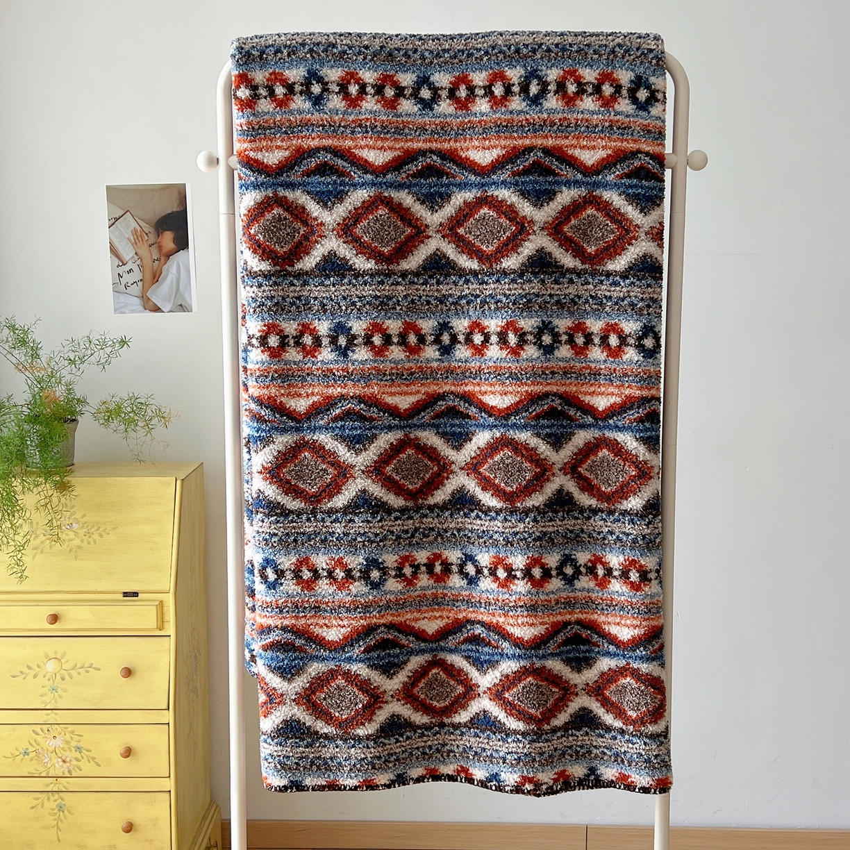 91家纺网 家纺一手货源 找家纺 舒隅家纺 A类高级感半边绒三角针毛毯毯子 波西米亚-棕