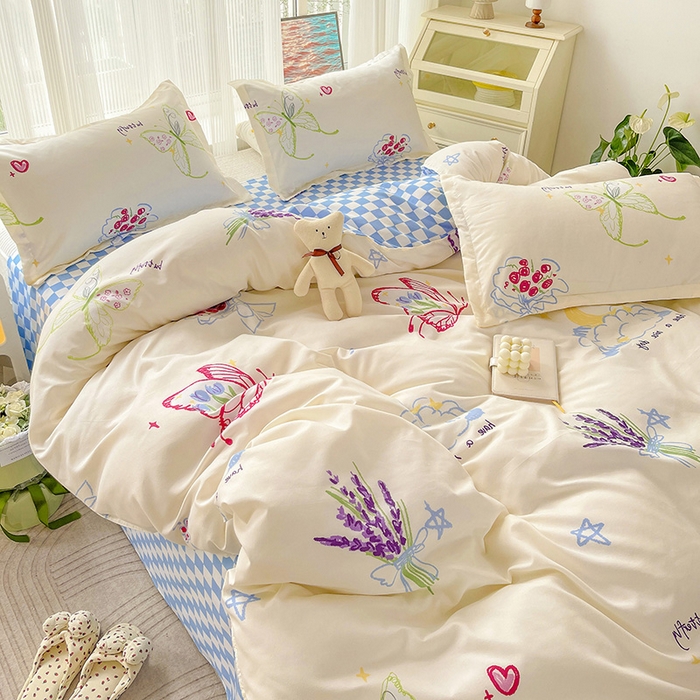 91家纺网 家纺一手货源 找家纺 文黛家居 2025新款植物羊绒亲肤小版花单被套 蝶恋花