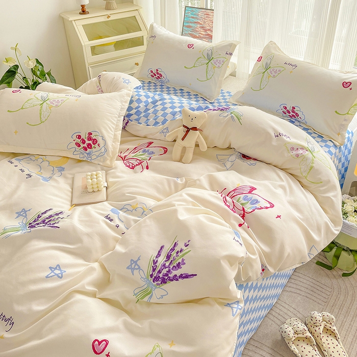 91家纺网 家纺一手货源 找家纺 文黛家居 2025新款植物羊绒亲肤小版花单被套 蝶恋花