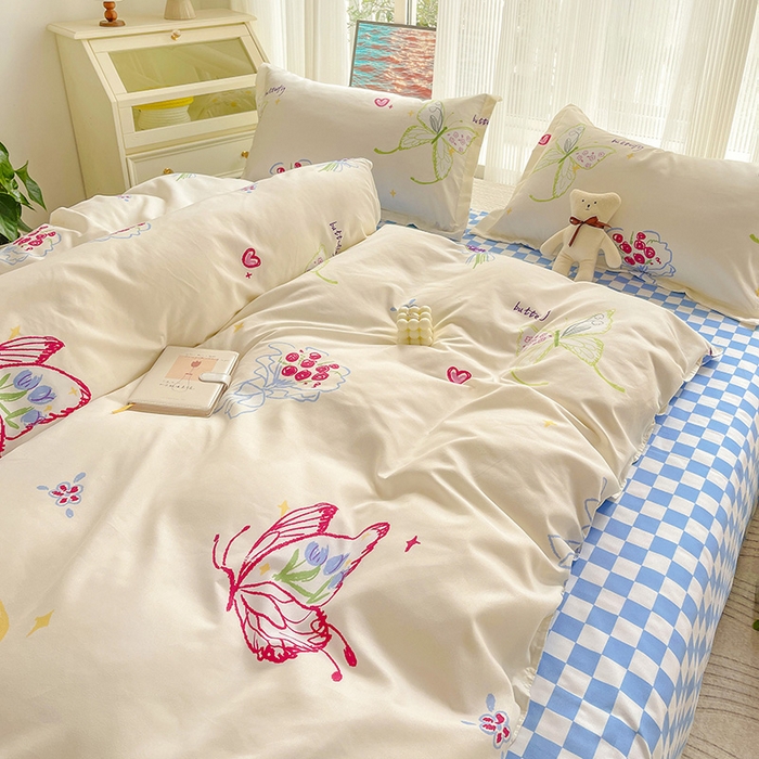 91家纺网 家纺一手货源 找家纺 文黛家居 2025新款植物羊绒亲肤小版花单被套 蝶恋花