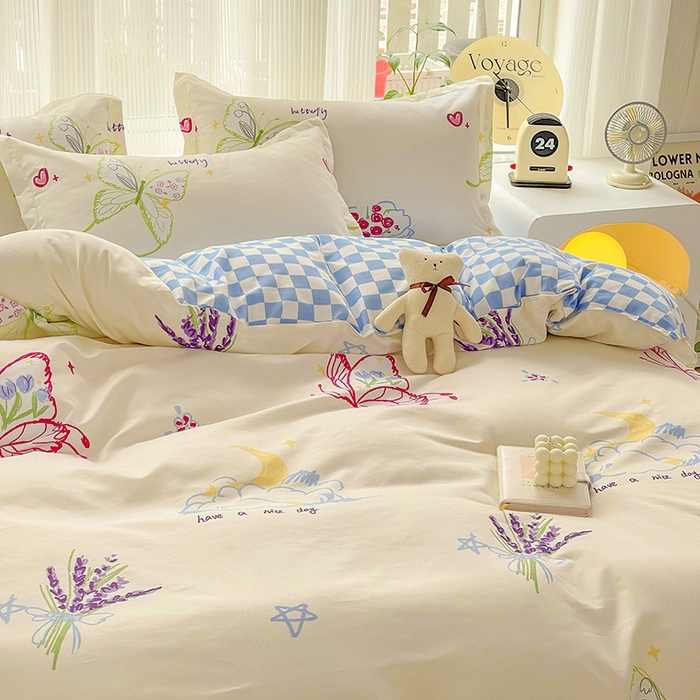 91家纺网 家纺一手货源 找家纺 文黛家居 2025新款植物羊绒亲肤小版花单被套 蝶恋花