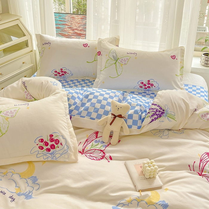 91家纺网 家纺一手货源 找家纺 文黛家居 2025新款植物羊绒亲肤小版花单被套 蝶恋花