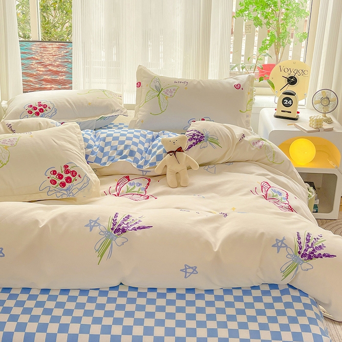 91家纺网 家纺一手货源 找家纺 文黛家居 2025新款植物羊绒亲肤小版花单被套 蝶恋花