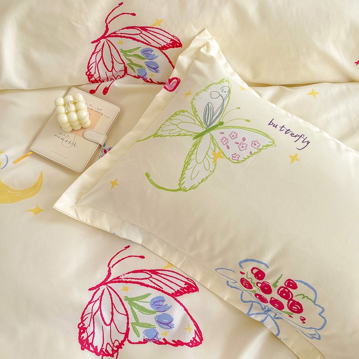 91家纺网 家纺一手货源 找家纺 文黛家居 2025新款植物羊绒亲肤小版花单被套 蝶恋花