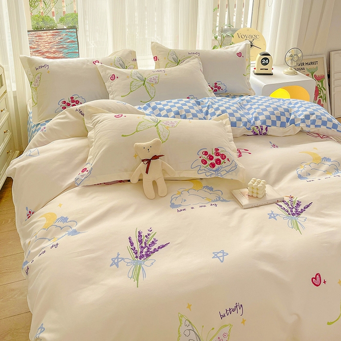 91家纺网 家纺一手货源 找家纺 文黛家居 2025新款植物羊绒亲肤小版花单被套 蝶恋花