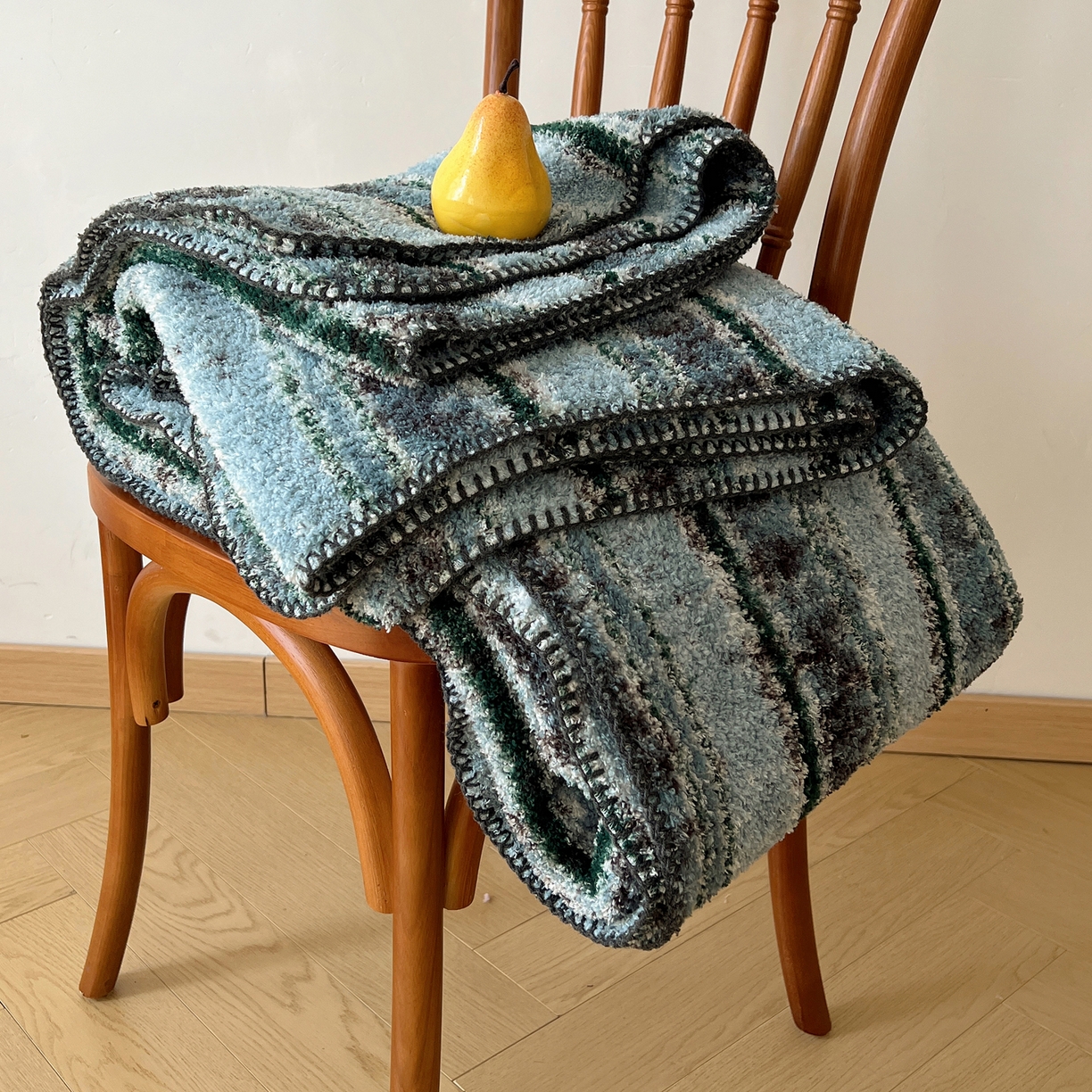 91家纺网 家纺一手货源 找家纺 舒隅家纺 A类高级感半边绒三角针毛毯毯子 黛弦-绿