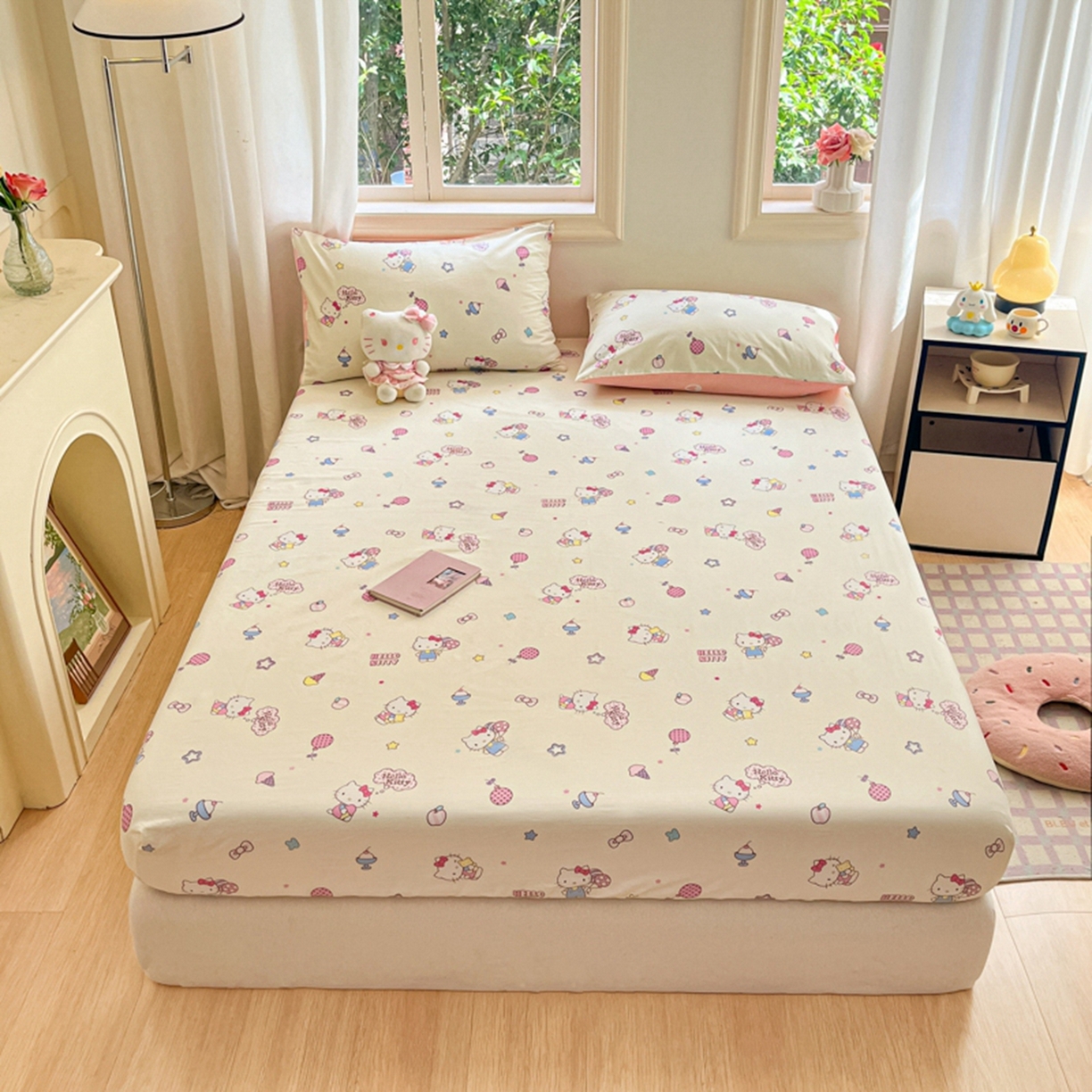 91家纺网 家纺一手货源 找家纺 博雅 2025春夏新款三丽欧小版全棉纯棉单品床笠床笠单件单床笠 美美KT