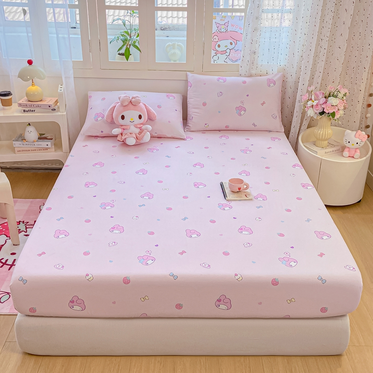 91家纺网 家纺一手货源 找家纺 博雅 2025春夏新款三丽欧小版全棉纯棉单品床笠床笠单件单床笠 下午茶美乐蒂