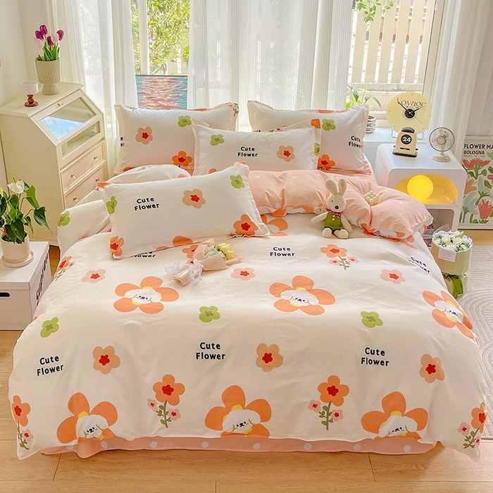 文黛家居 2025新款植物羊绒亲肤小版花单被套 花香怡人-桔