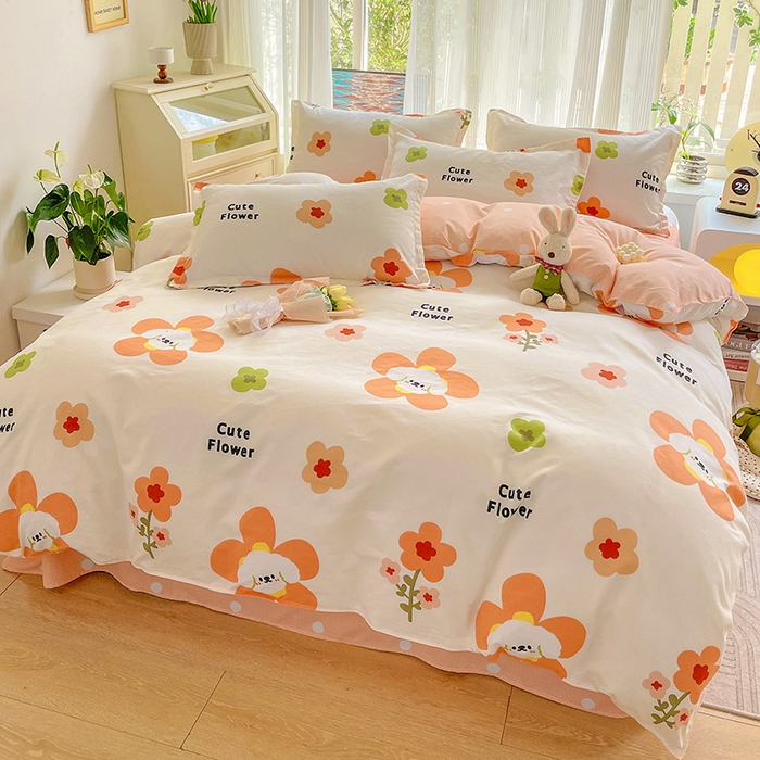 91家纺网 家纺一手货源 找家纺 文黛家居 2025新款植物羊绒亲肤小版花单被套 花香怡人-桔