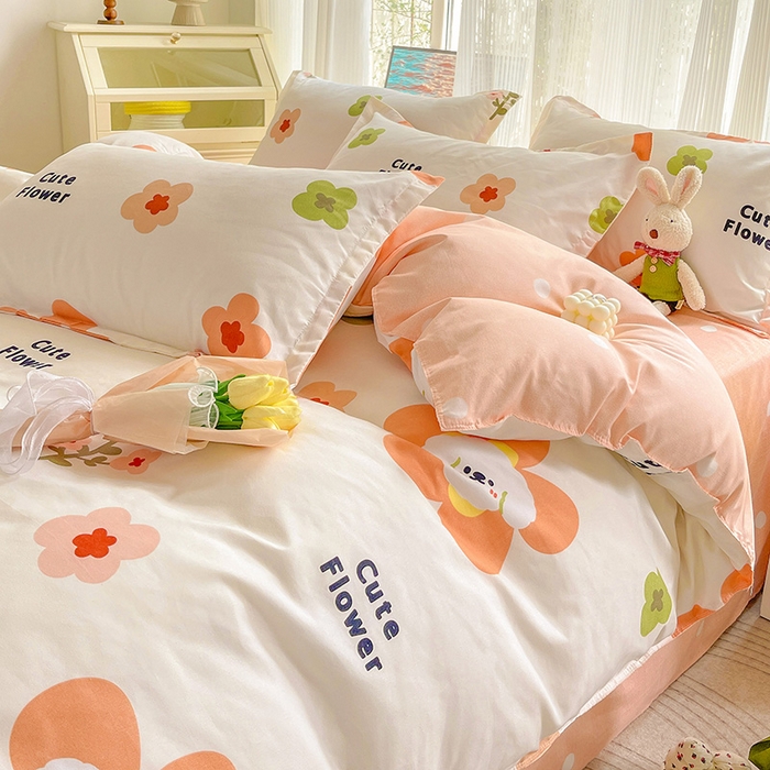 91家纺网 家纺一手货源 找家纺 文黛家居 2025新款植物羊绒亲肤小版花单被套 花香怡人-桔