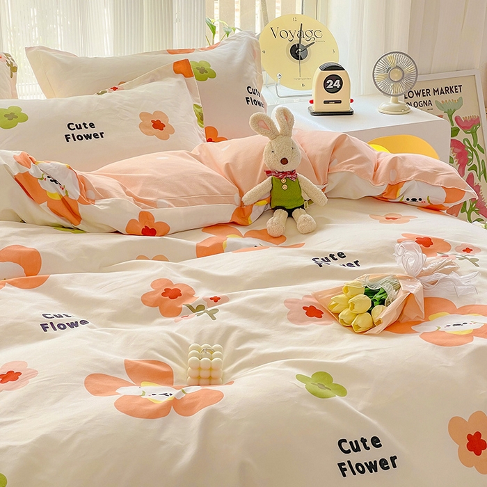 91家纺网 家纺一手货源 找家纺 文黛家居 2025新款植物羊绒亲肤小版花单被套 花香怡人-桔