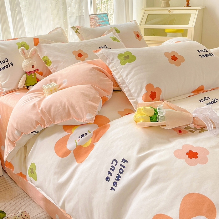 91家纺网 家纺一手货源 找家纺 文黛家居 2025新款植物羊绒亲肤小版花单被套 花香怡人-桔