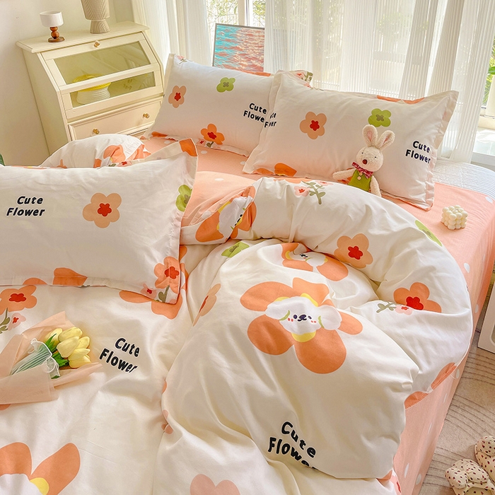 91家纺网 家纺一手货源 找家纺 文黛家居 2025新款植物羊绒亲肤小版花单被套 花香怡人-桔