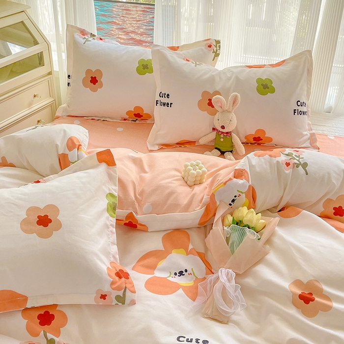 91家纺网 家纺一手货源 找家纺 文黛家居 2025新款植物羊绒亲肤小版花单被套 花香怡人-桔