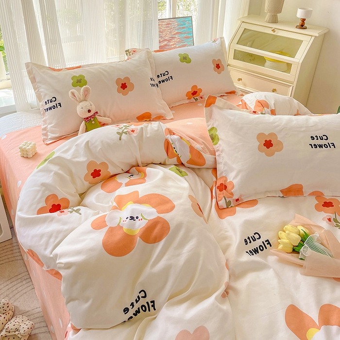 91家纺网 家纺一手货源 找家纺 文黛家居 2025新款植物羊绒亲肤小版花单被套 花香怡人-桔