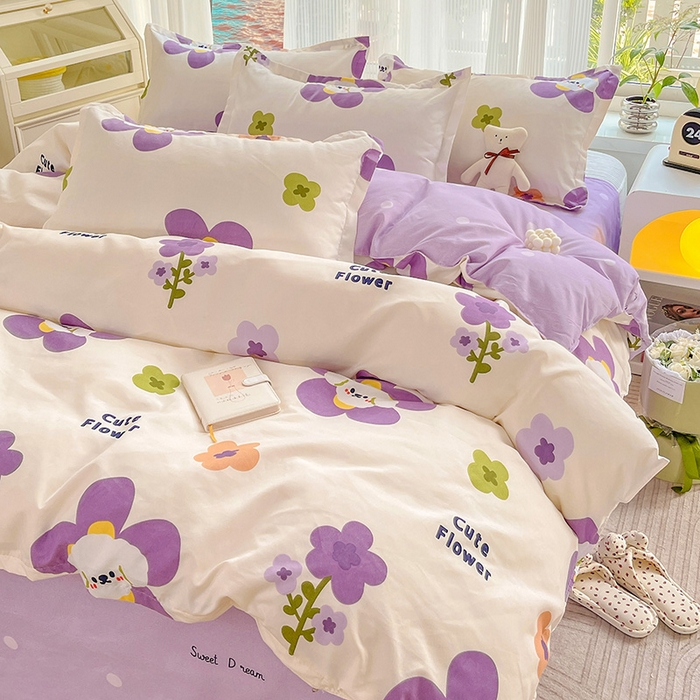 91家纺网 家纺一手货源 找家纺 文黛家居 2025新款植物羊绒亲肤小版花单被套 花香怡人-紫