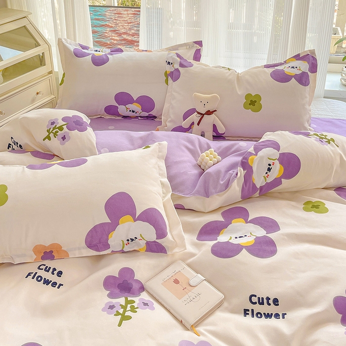 91家纺网 家纺一手货源 找家纺 文黛家居 2025新款植物羊绒亲肤小版花单被套 花香怡人-紫