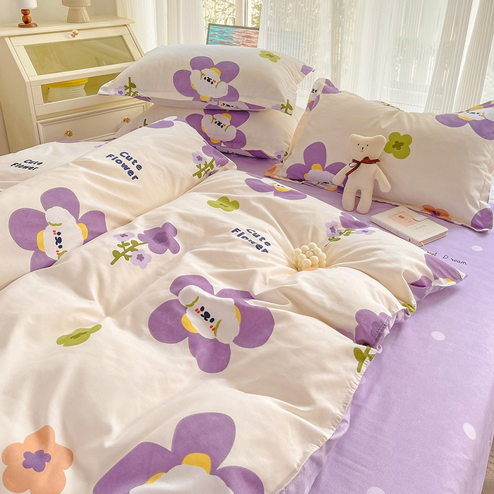 91家纺网 家纺一手货源 找家纺 文黛家居 2025新款植物羊绒亲肤小版花单被套 花香怡人-紫