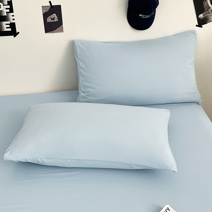 91家纺网 家纺一手货源 找家纺 优尚佳生活馆 2025新款亲肤水洗棉纯色单品床单 冰岛蓝