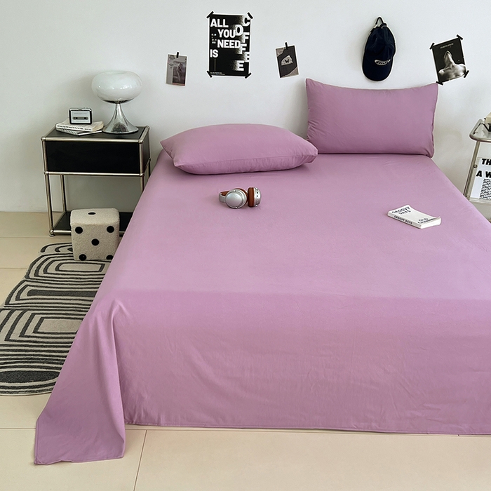 91家纺网 家纺一手货源 找家纺 优尚佳生活馆 2025新款亲肤水洗棉纯色单品床单 帝王紫