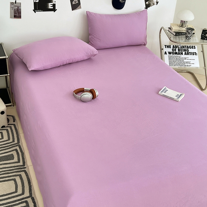 91家纺网 家纺一手货源 找家纺 优尚佳生活馆 2025新款亲肤水洗棉纯色单品床单 帝王紫