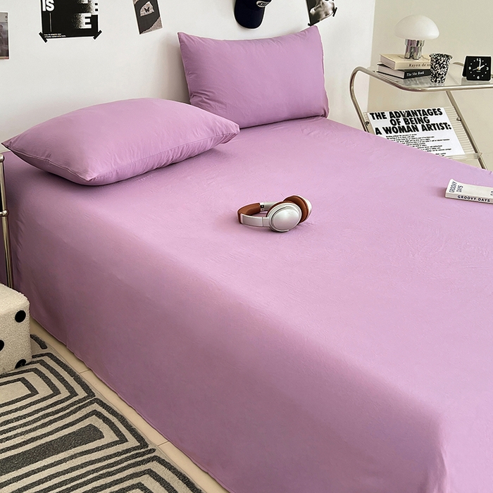 91家纺网 家纺一手货源 找家纺 优尚佳生活馆 2025新款亲肤水洗棉纯色单品床单 帝王紫