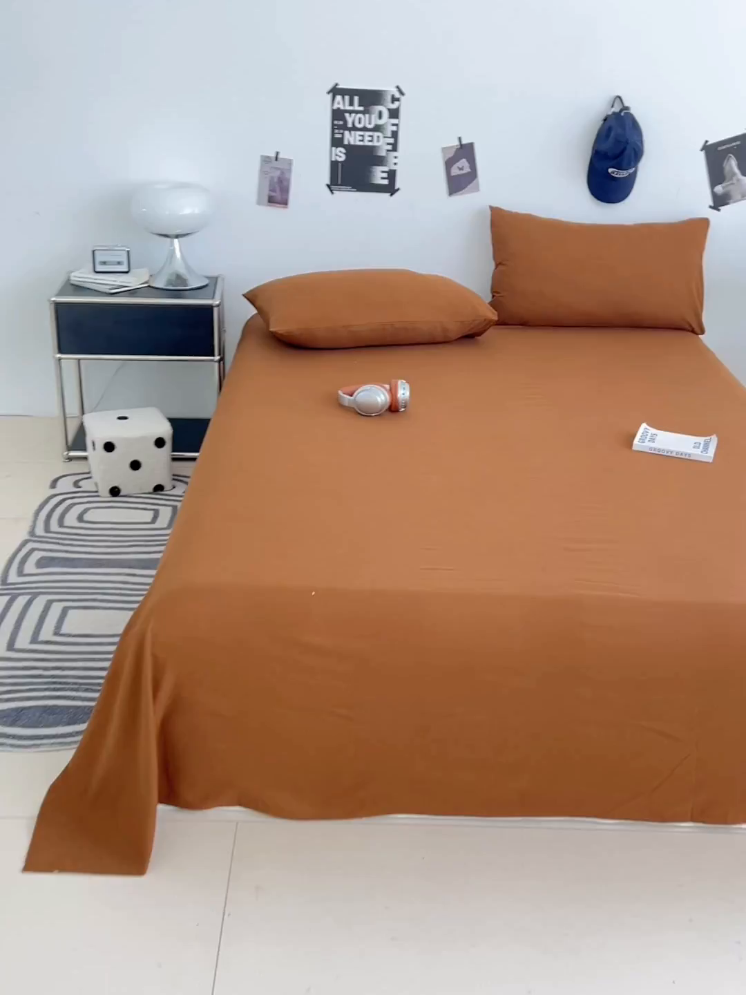 91家纺网 家纺一手货源 找家纺 优尚佳生活馆 2025新款亲肤水洗棉纯色单品床单 琥珀棕