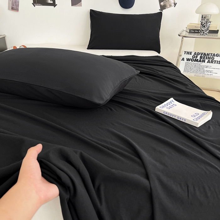 91家纺网 家纺一手货源 找家纺 优尚佳生活馆 2025新款亲肤水洗棉纯色单品床单 静夜