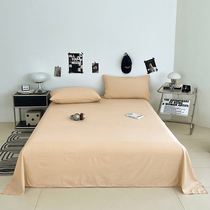 91家纺网 家纺一手货源 找家纺 优尚佳生活馆 2025新款亲肤水洗棉纯色单品床单 伦敦咖